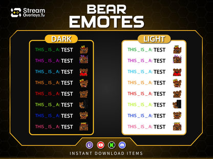 Bear Twitch Emotes Pack | Cute Bear Emoji Pack | Gamer Bear Emotes for Twitch, Discord & YouTube