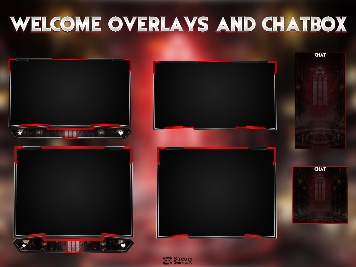Horror Gothic Stream Overlay Pack, Dark Fantasy Library Twitch Overlay, Magic Cathedral Gaming Overlay, Animated OBS Stream Screens & Panels