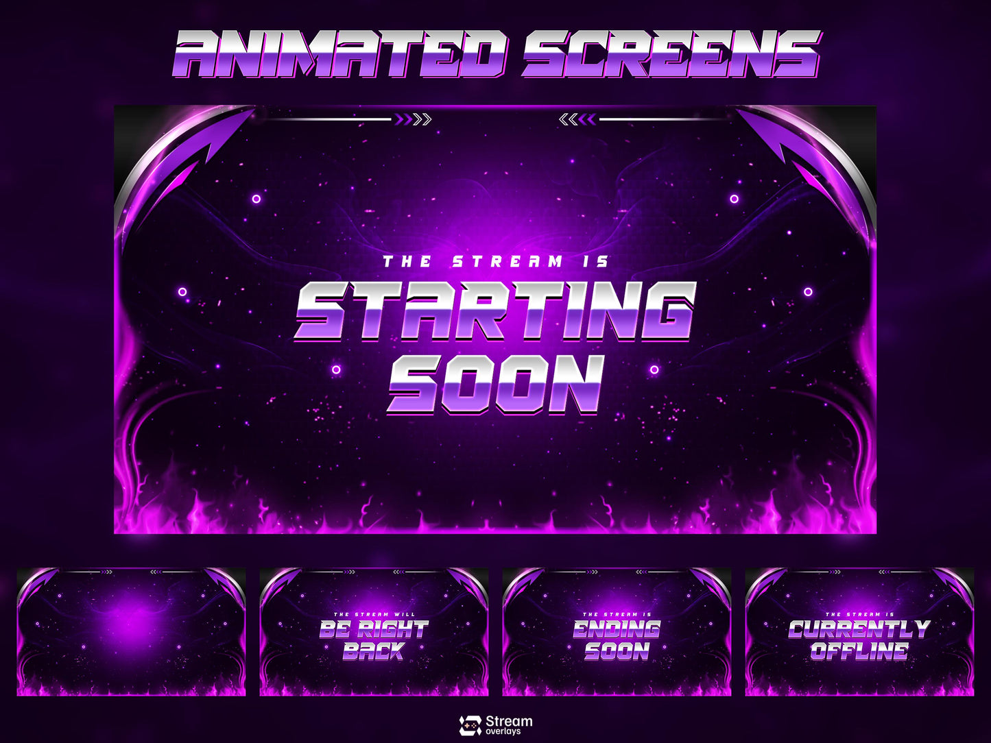 Purple Neon Twitch Overlay | Cosmic Streaming Pack | Galaxy Animated Scenes | Stream Package | Twitch Alerts | Starting Soon, Kick Screens