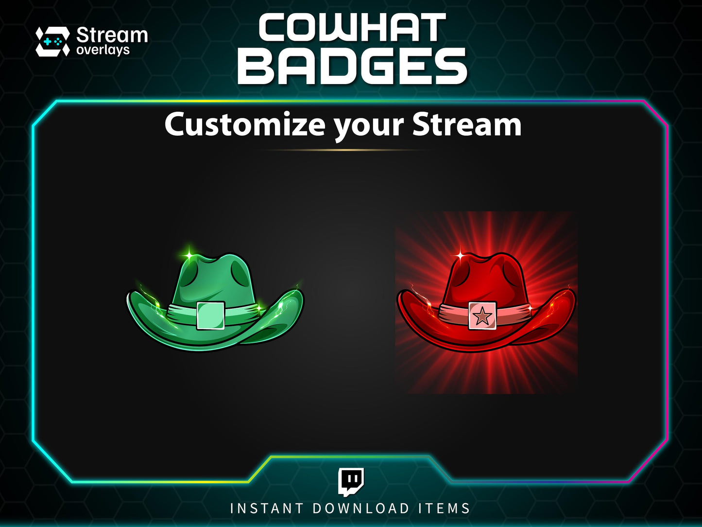 Twitch Cowhat Subscriber Badges | Western Hat Sub Badges | Loyalty Badges for Streamers | Western-Style Badges for Multi-Month Subscriptions
