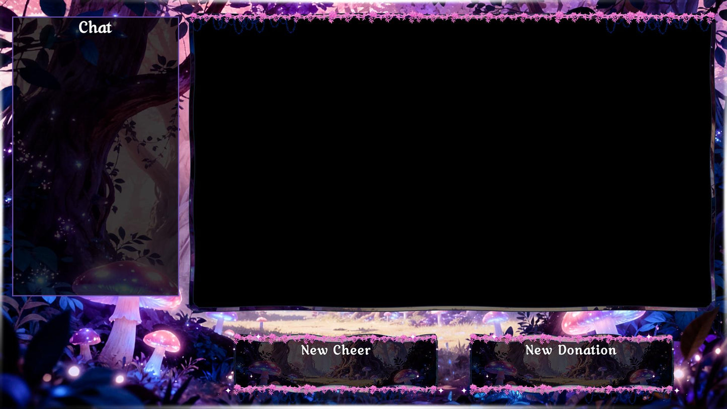 Sakura Forest Twitch Overlay Pack | Fantasy Woodland Stream Screens | Magical Anime Style | Animated Alerts & Facecam