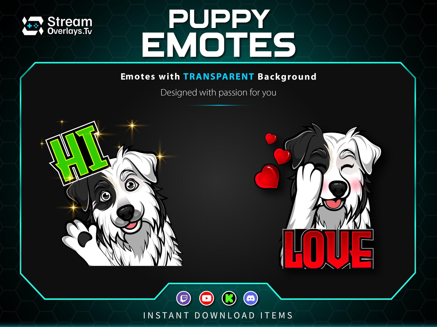 Dog Emotes Pack, Puppy Twitch Emotes, Cute Funny Dog Emote Bundle, Discord Twitch Streamer Emotes Set, Gaming Emotes Pack (Digital Download)