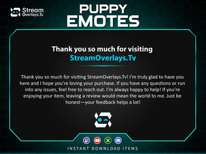 Dog Emotes Pack, Puppy Twitch Emotes, Cute Funny Dog Emote Bundle, Discord Twitch Streamer Emotes Set, Gaming Emotes Pack (Digital Download)