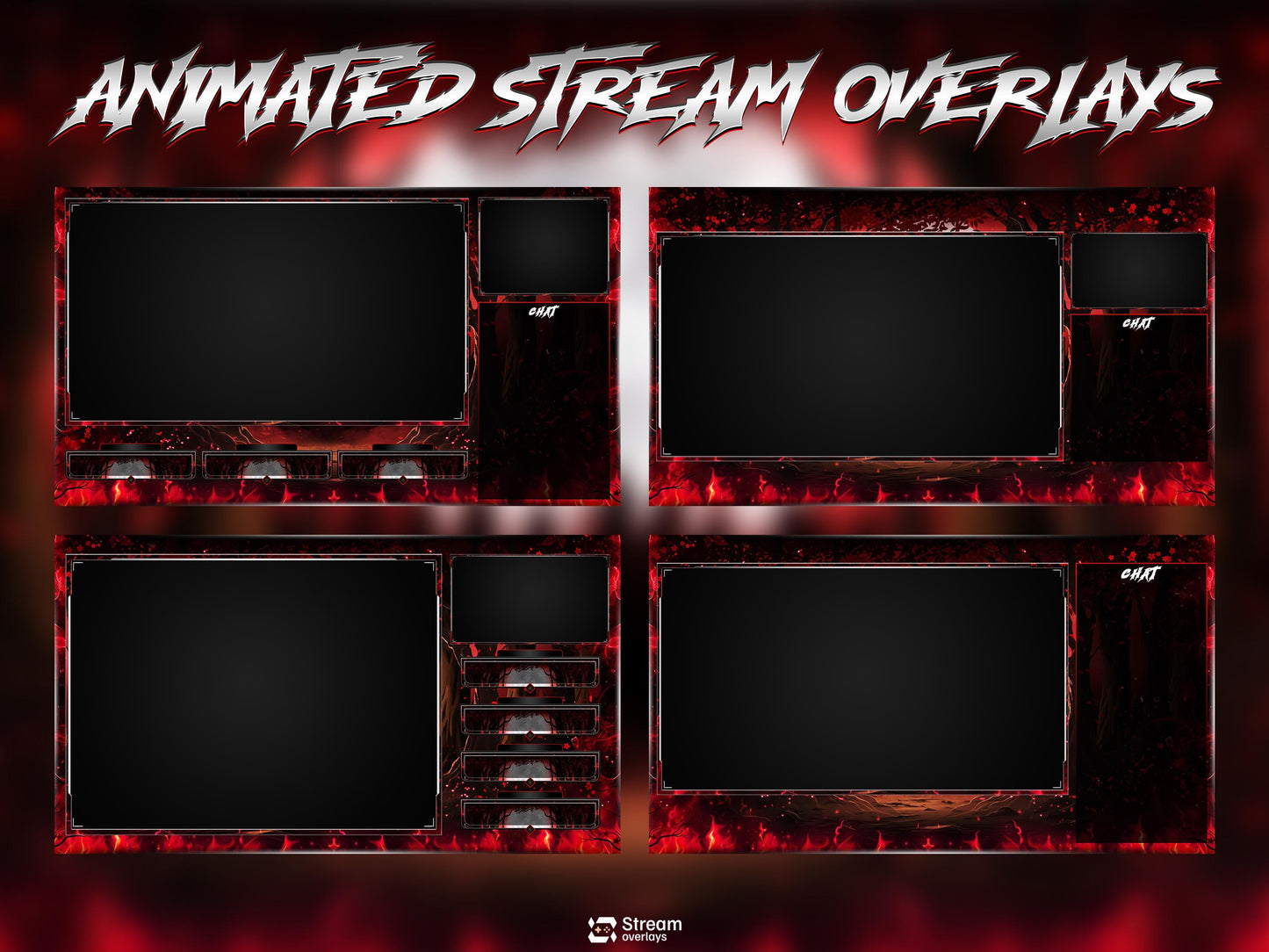 Moon Forest Animated Twitch Overlay | Blood Stream Pack | Dark Streams Screens | Streaming Scenes | Gaming Panels | Alerts | Horror Stream