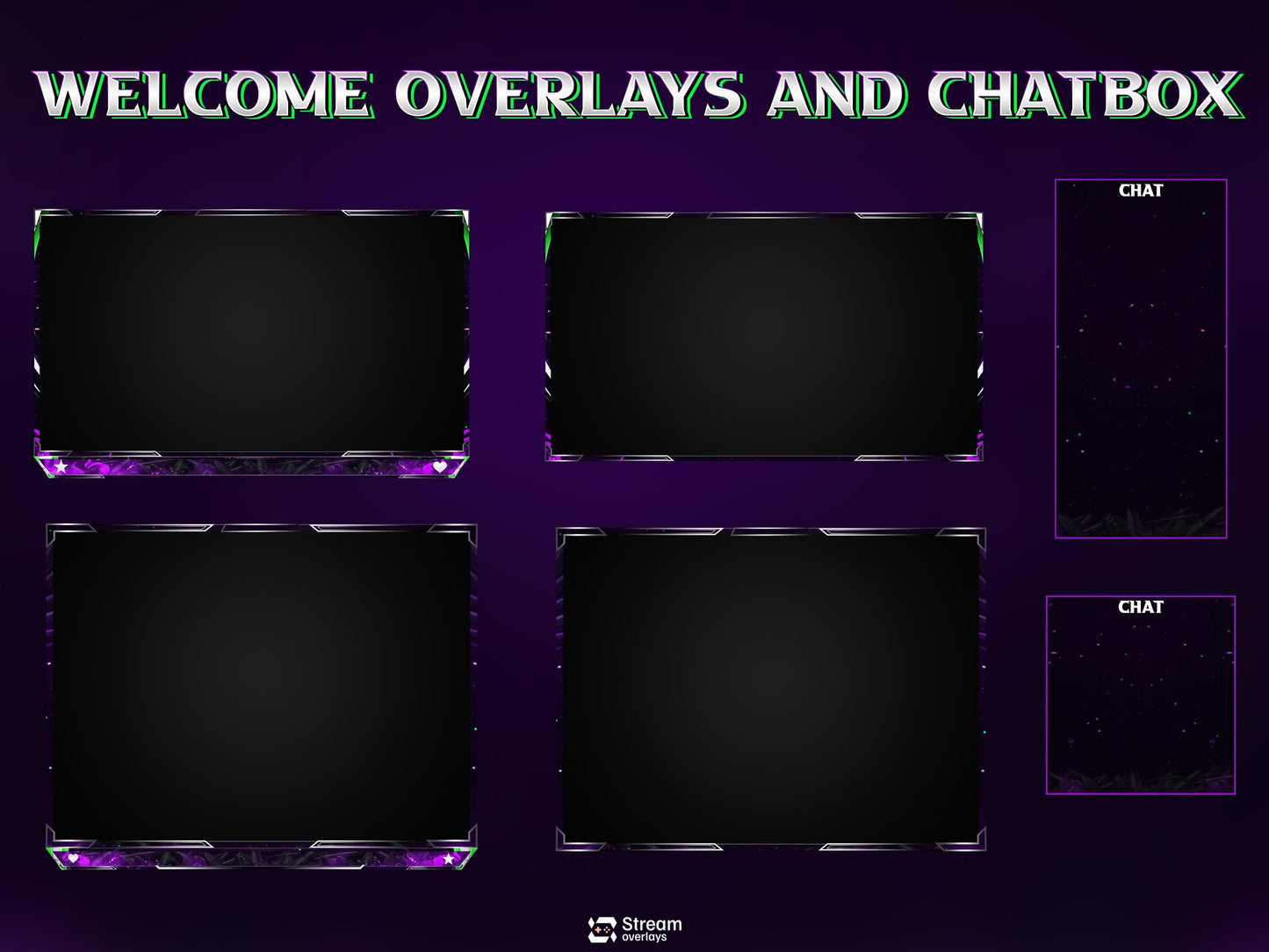 Dark Purple Twitch Overlay | Animated Gaming Stream | Neon Streams Screens | Starting Soon BRB & Alerts | Streaming Scenes | Gaming Panels