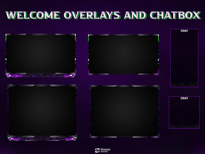 Dark Purple Twitch Overlay | Animated Gaming Stream | Neon Streams Screens | Starting Soon BRB & Alerts | Streaming Scenes | Gaming Panels