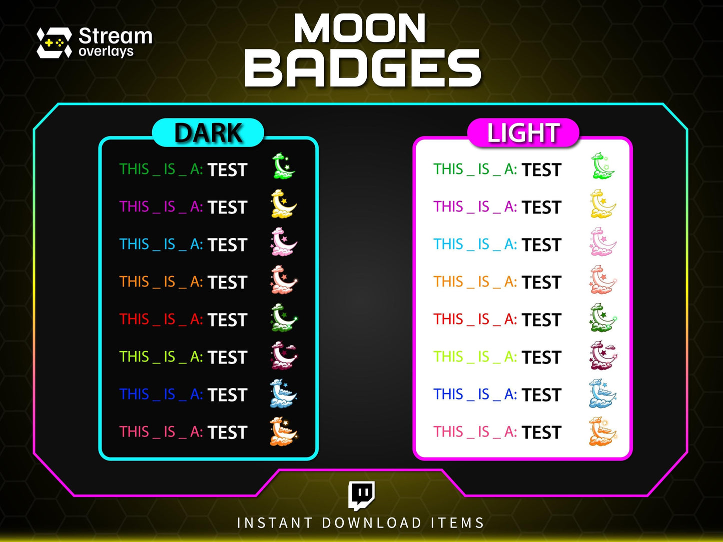 Moon Twitch Sub Badges, Kawaii Celestial Cloud Stream Badges (Digital Download)