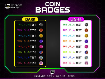 Coin Twitch Sub Badges, Dollar Currency Channel Points (Digital Download)