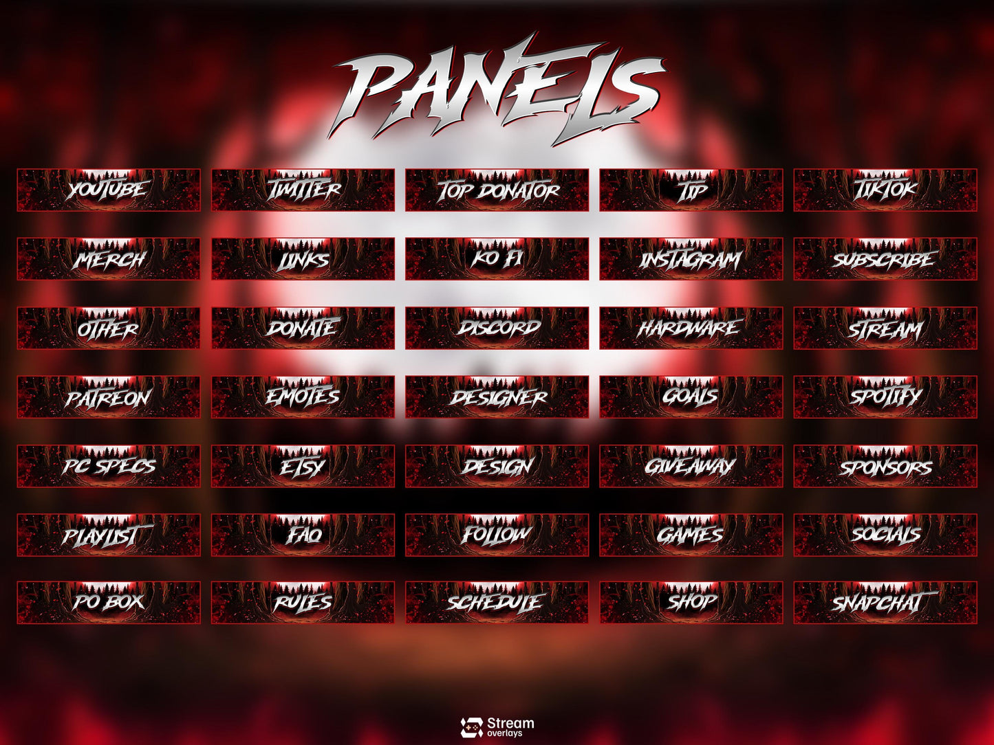 Moon Forest Animated Twitch Overlay | Blood Stream Pack | Dark Streams Screens | Streaming Scenes | Gaming Panels | Alerts | Horror Stream