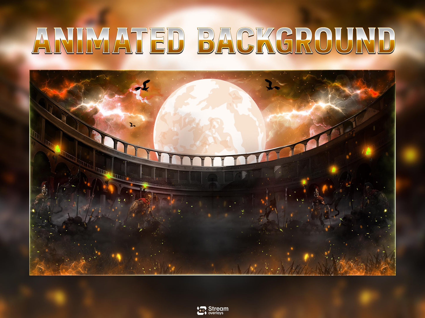 Gladiator Twitch Overlay | Animated Medieval Battle Stream | Warrior Arena Screens | Streaming Scenes | Gaming Panels | Streaming Alerts