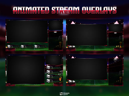 football Stream Overlay Pack | Animated Soccer Stream Screens | Sport Arena Theme | Stadium Overlays | Soccer Streamers | Twitch Alerts