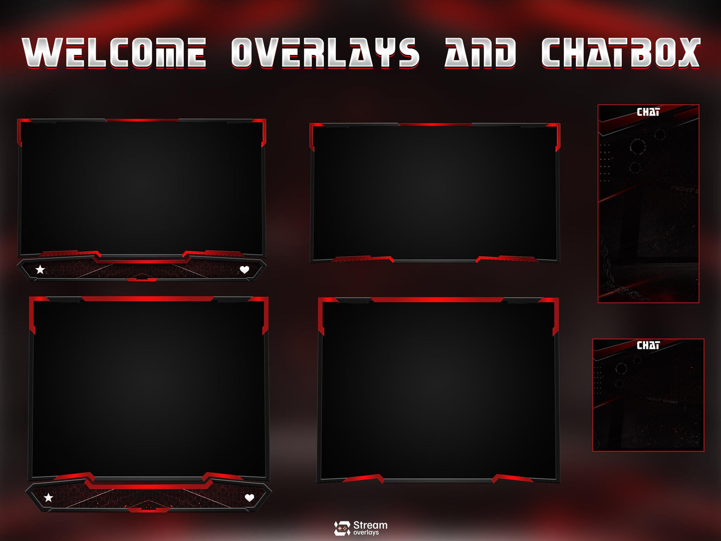 Chain Esports Twitch Overlay Pack| Boxing Stream | Red & Black Animated Scenes | MMA Streaming Screen | Twitch Alerts | Starting Soon, Panels