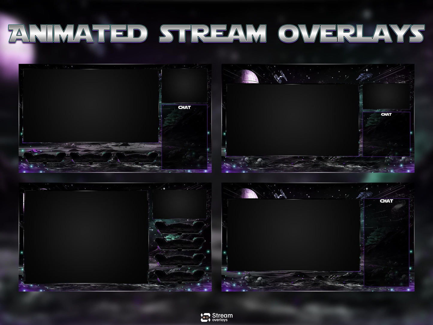 Space Galaxy Twitch Overlay Pack Animated | Sci Fi Stream Screens Cosmic Theme | Cyber Starting Soon Alerts Panels OBS Kick YouTube Overlay