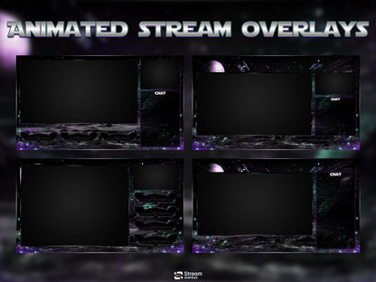 Space Galaxy Twitch Overlay Pack Animated | Sci Fi Stream Screens Cosmic Theme | Cyber Starting Soon Alerts Panels OBS Kick YouTube Overlay