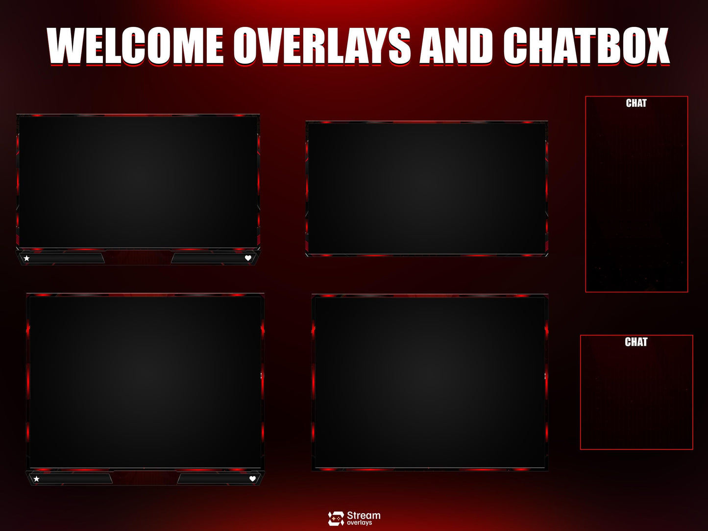 Red & Black Stream Overlay | Fire Twitch Overlays Pack | Elegant Animated Stream Package | Streams Scenes | Gaming Panels | Gamer Alerts