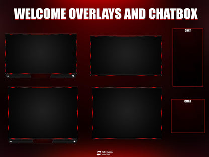 Red & Black Stream Overlay | Fire Twitch Overlays Pack | Elegant Animated Stream Package | Streams Scenes | Gaming Panels | Gamer Alerts