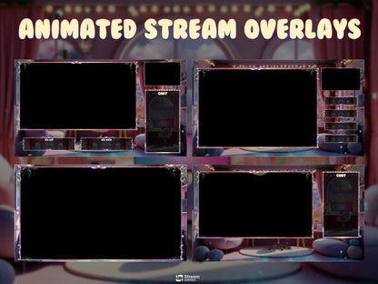 Cozy Pastel Gaming Room Twitch Overlay Pack | Animated Stream Package, OBS Overlay, Twitch Panels, Stream Alerts, Stream Transition, YouTube