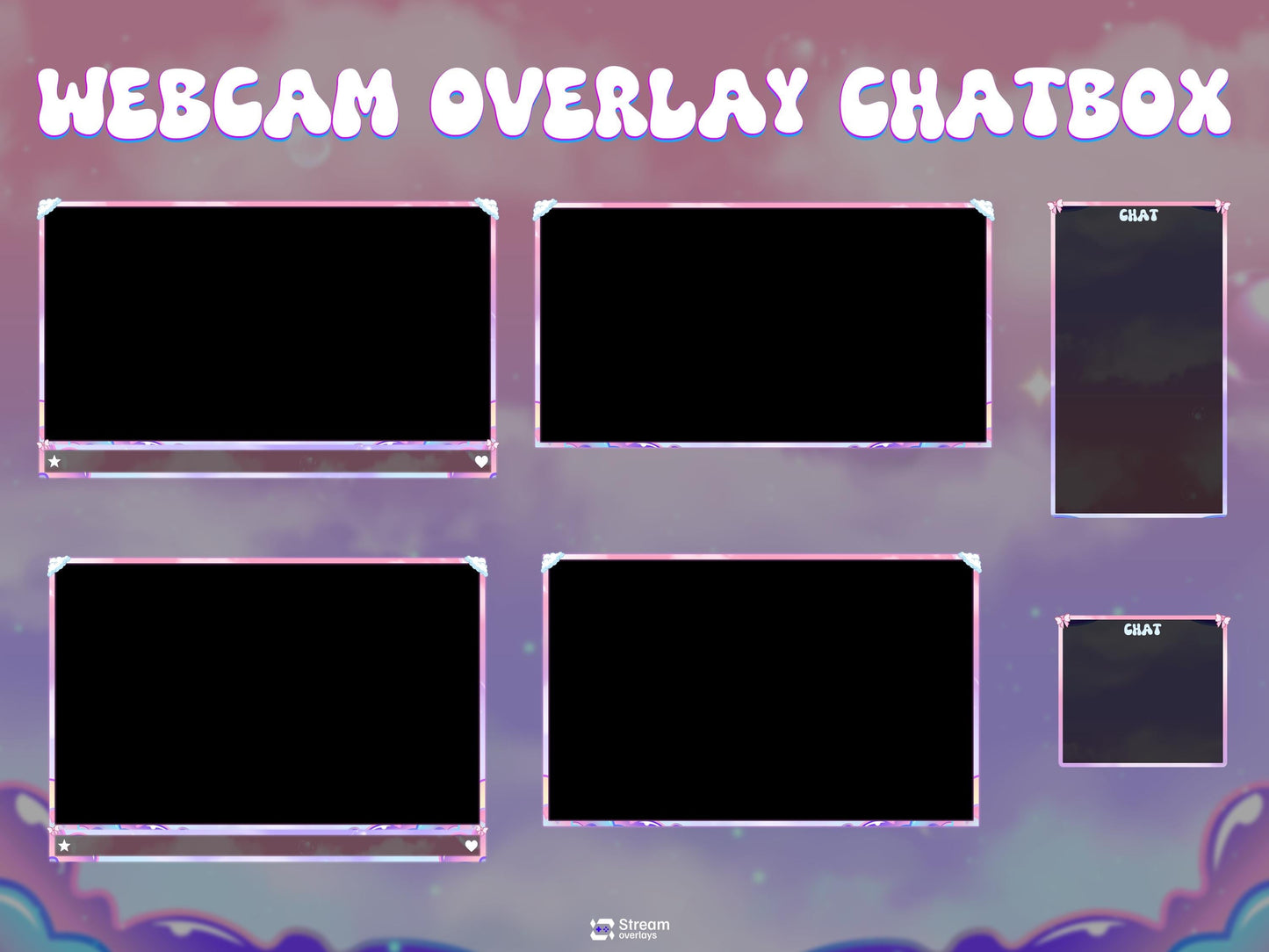Pastel Sky Clouds Stream Package | Kawaii Anime Fantasy Twitch Overlays | Cute VTuber Gaming Bundle | Dreamy Colorful Cozy LoFi OBS Stream