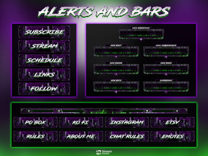 Neon Cyber City Twitch Overlay | Animated Purple Lightning Stream | Kick Screens | Streaming Scenes | Gaming Panels | Streaming Alerts | OBS