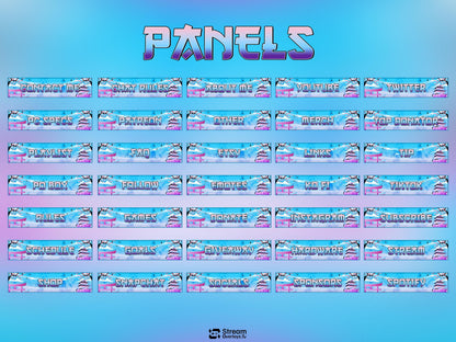 Japanese Kawaii Twitch Overlay | Sakura Cherry Blossom Stream Overlays | Cozy Mountain Lake OBS Bundle | Pastel Sky Screens, Panels, Webcam