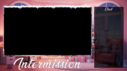 Christmas Pink Gaming Room Overlays Pack | Snowy Theme Xmas Tree Dream Bundle | Gift for Streamers | Winter Stream Decor Twitch | Gamer Desk