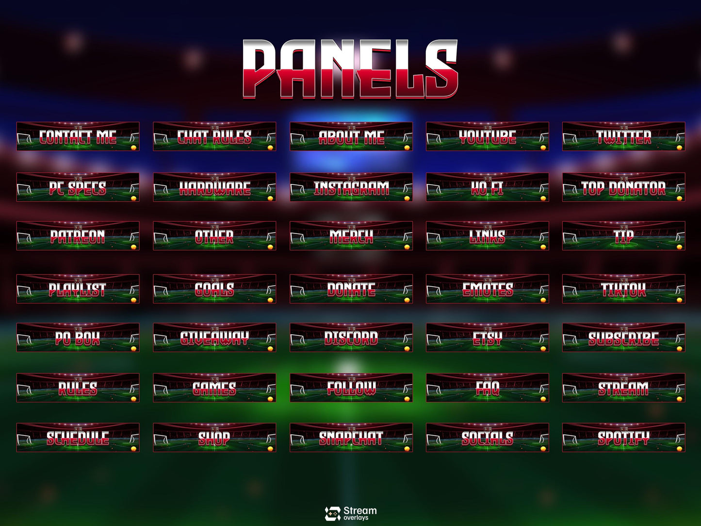 football Stream Overlay Pack | Animated Soccer Stream Screens | Sport Arena Theme | Stadium Overlays | Soccer Streamers | Twitch Alerts