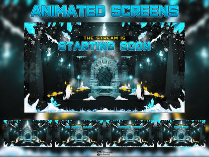Ice Twitch Stream | Animated Frozen Streams | Snow Throne Streaming Screens | Fantasy Scenes | Animate Alerts | Snow Gaming OBS | Panels