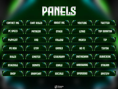 Cyberpunk Neon Green & Teal Tactical Design | Sci-Fi Tech Streamer Overlay | Radar Animated Twitch Stream Overlay Package | Full OBS Setup