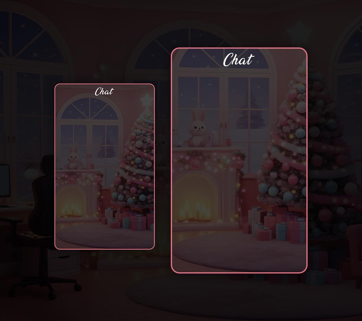 Christmas Pink Gaming Room Overlays Pack | Snowy Theme Xmas Tree Dream Bundle | Gift for Streamers | Winter Stream Decor Twitch | Gamer Desk