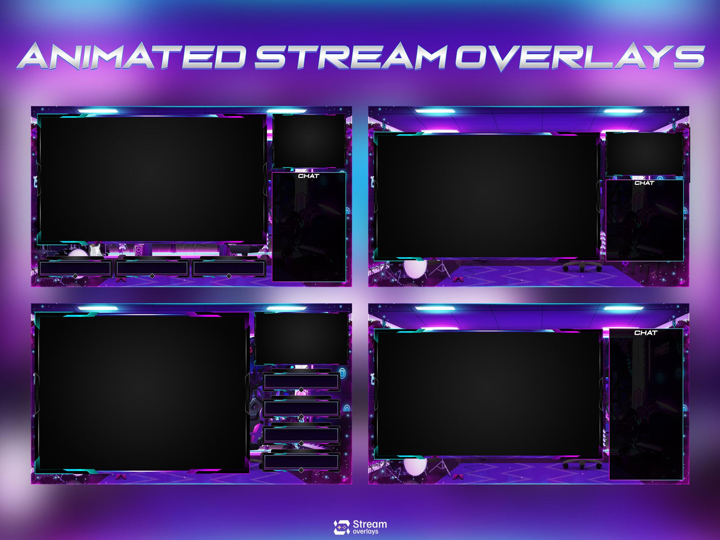 Retro Twitch Overlay | Neon Gaming Room | Anime Stream Overlays | Gamer Streams | Animated Streaming | Game Studio | Twitch Screens | Panels