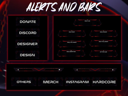 Dark Chain Animated Stream Screens | Industrial Twitch Overlay Pack |Red Streams Package | Screens | Streaming Scenes | Gaming Panels,Alerts