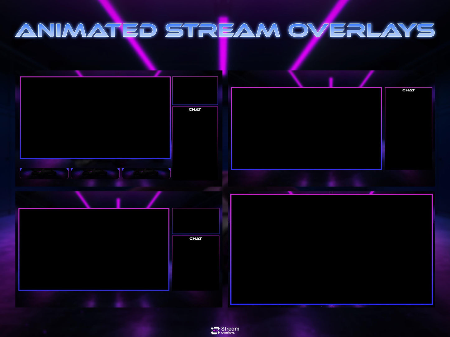 Car Twitch Overlay Pack | Animated Racing Stream | Neon Streaming scenes | Purple Screen Animation | Streams Alerts | Panels, Streamlabs,OBS