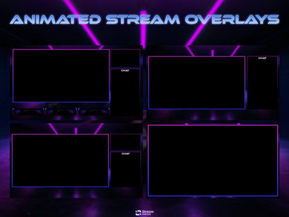 Car Twitch Overlay Pack | Animated Racing Stream | Neon Streaming scenes | Purple Screen Animation | Streams Alerts | Panels, Streamlabs,OBS
