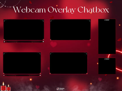Love Stream Package | Valentine Twitch Overlay Pack | Romantic Red Heart Stream Screens | Animated Rose Petals Candle Stream | Alerts, BRB
