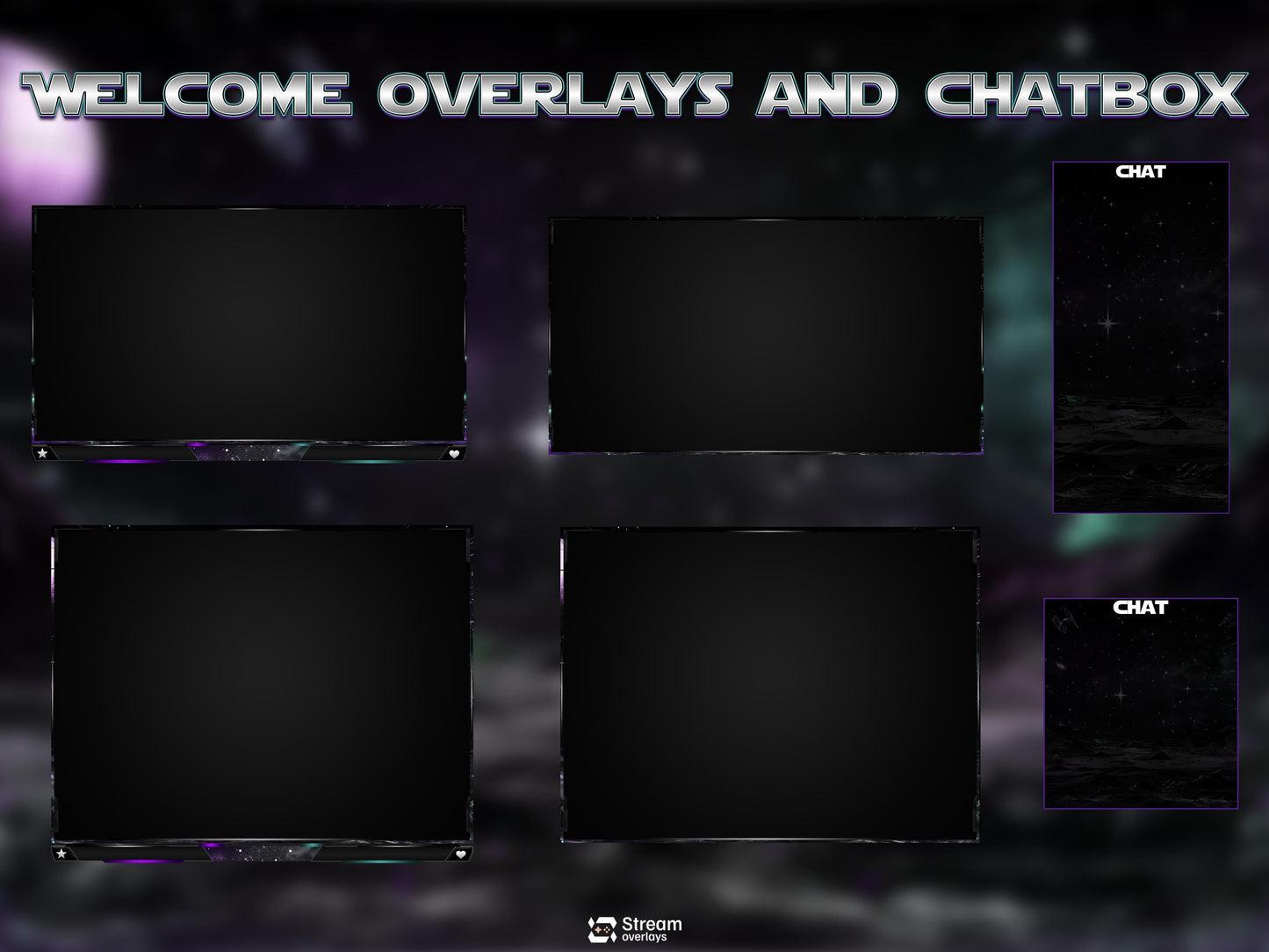 Space Galaxy Twitch Overlay Pack Animated | Sci Fi Stream Screens Cosmic Theme | Cyber Starting Soon Alerts Panels OBS Kick YouTube Overlay