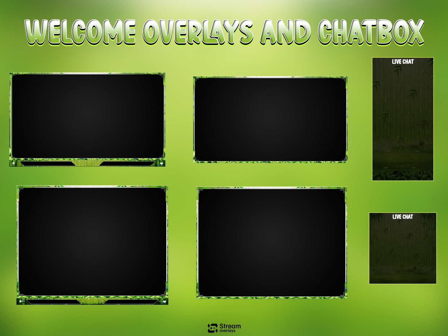 Bamboo Animated Pack | Green Jungle Nature | Forest Twitch Overlay | Streaming Scenes | Gaming Panels | Alerts | Gaming Stream | Streams
