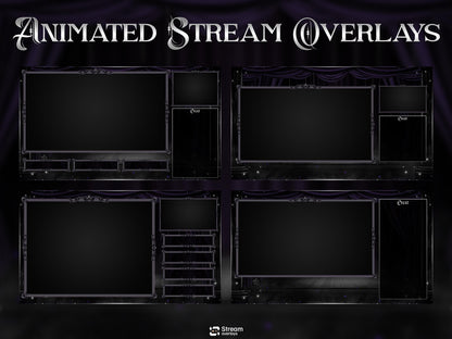 Elegant Theater Twitch Overlay Pack | Animated Dark Stage Curtain Stream Package, OBS Overlay, Twitch Panels, Stream Alerts | Kick & YouTube