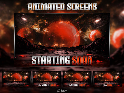 Galaxy Stream Overlay Pack | Animated planet screens | Cosmic Theme | Starting Soon BRB & Alerts | Animated Scenes | Gaming Panels | Sci Fi