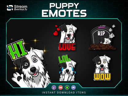 Dog Emotes Pack, Puppy Twitch Emotes, Cute Funny Dog Emote Bundle, Discord Twitch Streamer Emotes Set, Gaming Emotes Pack (Digital Download)