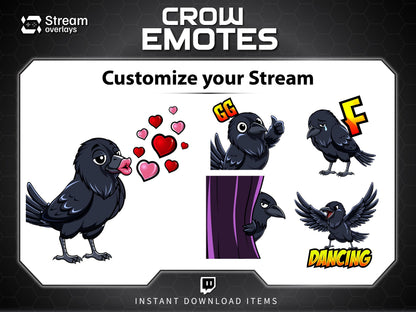 25 Raven Crow Twitch Emotes | Gothic Spooky Emojis (Digital Download)