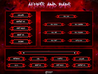 Dark Horror Twitch Overlay Pack | Moon Stream Package | Animated Screens| Red Streams | Gaming Alerts, Starting Soon, spooky Streams, Panels
