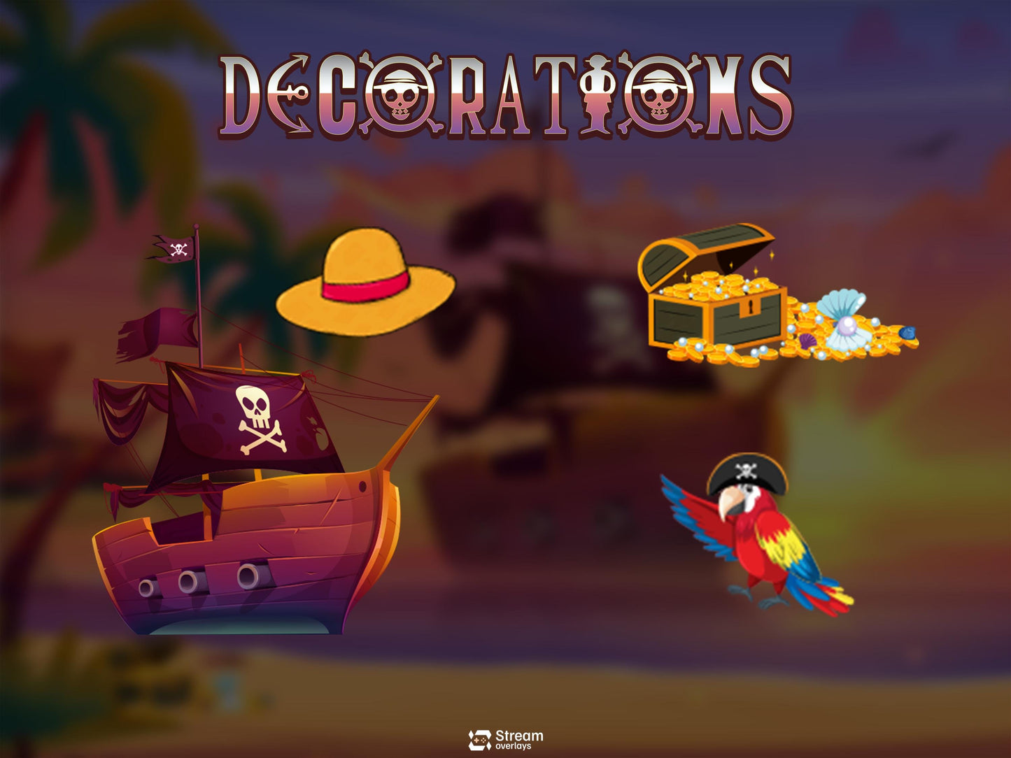 Pirate Twitch Overlay | Tropical Animated Stream Pack | Adventure Streams | Twitch Alerts | Starting Soon | Panels | Streaming Package, BRB