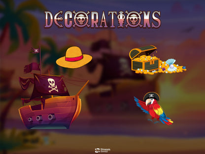 Pirate Twitch Overlay | Tropical Animated Stream Pack | Adventure Streams | Twitch Alerts | Starting Soon | Panels | Streaming Package, BRB