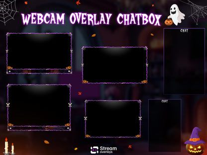 Animated Halloween Twitch Stream Pack, Spooky Halloween OBS Overlay, Kawii Stream package, Spooky Twitch Overlay Package, Cute Ghost Overlay