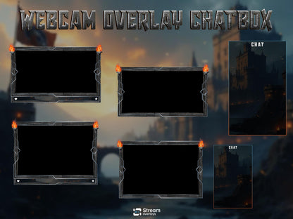 Medieval Castle Stream Overlay Pack | Dark Fantasy Theme | Ancient Twitch Overlay | Epic War | Throne Game | Vikings | Iron flame Screens