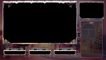 Christmas Pink Gaming Room Overlays Pack | Snowy Theme Xmas Tree Dream Bundle | Gift for Streamers | Winter Stream Decor Twitch | Gamer Desk