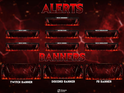 Red Demon Blade Stream Overlay Pack Animated | Dark Fire Twitch Screens | Hell Theme Starting Soon, Devil Alerts,  Panels OBS Kick YouTube