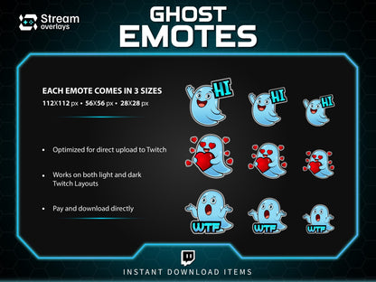 25 Spooky Ghost Twitch Emotes: Halloween Emojis (Instant Download)