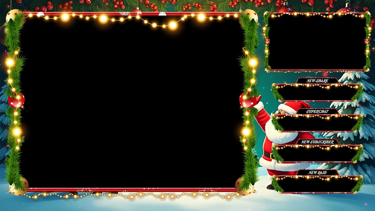 Christmas Stream Overlay Pack | Santa & Reindeer | Cozy Winter Twitch Bundle, Holiday Snow Scene | Animated Alerts | Stream Decorations