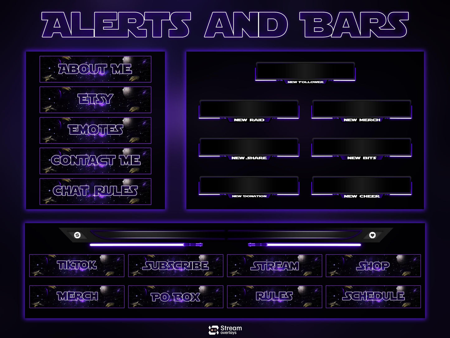 Space Twitch Overlay Pack | Animated Sci-Fi Stream Screens | Galaxy Streaming Package | gaming stream overlays | Streams Alerts | Streamlabs